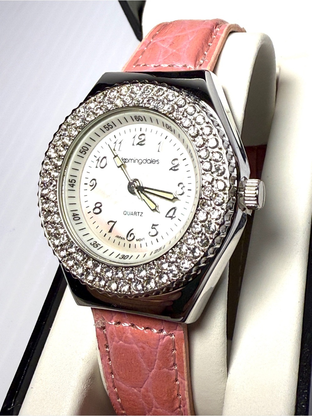 Browningdales Crystal Bezel Quartz Watch - Pink Strap